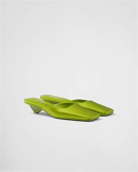 prada green mules|Fern Green Satin Mules .